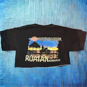 Black Harley Davidson cropped T-shirt. Size XL